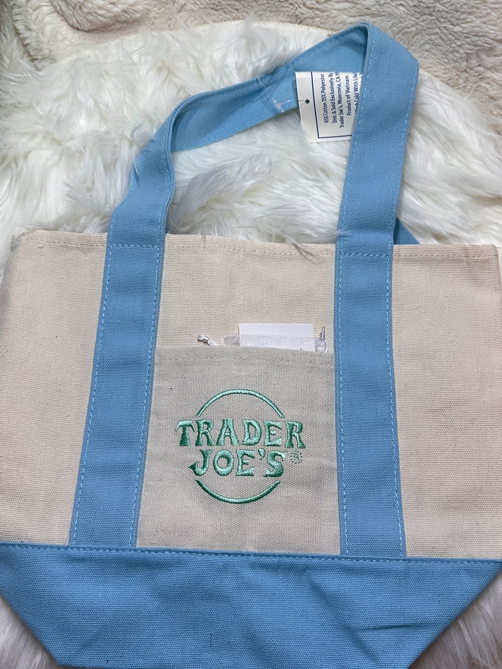 Trader Joe's Mini Canvas Tote Bag in Light Blue